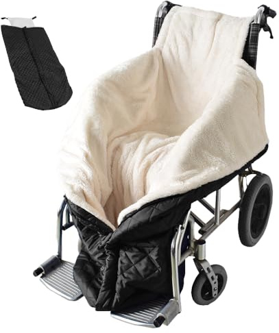 WDKXCN Rollstuhldecke, Dick Plüsch Rollstuhl Fußsack, Winddichte Fußsack für Rollstuhls, Universelle Fusssacks für Erwachsene Rollstuhls, Wärmesack Rollstuhldecke Winter, Rollstuhl Decke, Schwarz