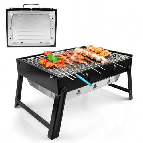 SilverChry Barbecue Portatile a Carbon, Griglia da Tavolo, 34x27x20cm Fornacella a Carbone, Barbecue da Picnic, per Picnic, Giardino, Terrazza, Campeggio, Viaggio