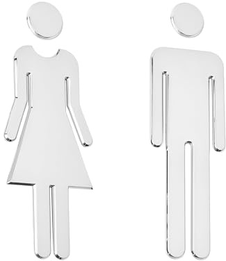 Señal de inodoro o baño, 1 par, placa para puerta, placa de baño, pegatina para hombre y mujer, autoadhesiva, de plástico ABS, impermeable y duradero para oficina, hotel, restaurante o hogar (20 cm)