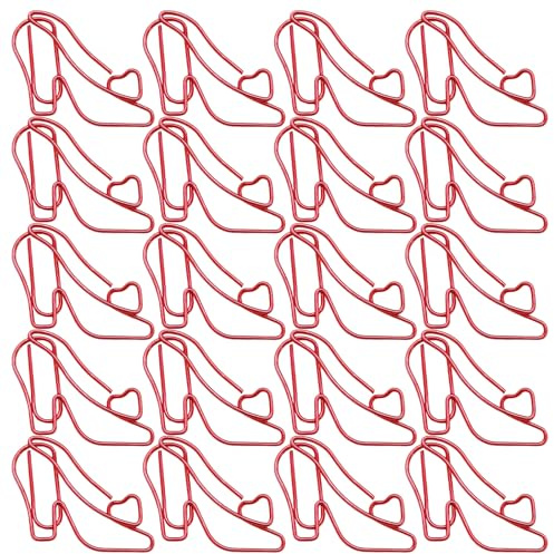Büroklammern, 30 x 24 mm, Metall, Büroklammern, Lesezeichen, Seitenclips für Dokumente, Notizen, Karten, Foto-Organisation, Neuheit, High Heels, 20 Stück