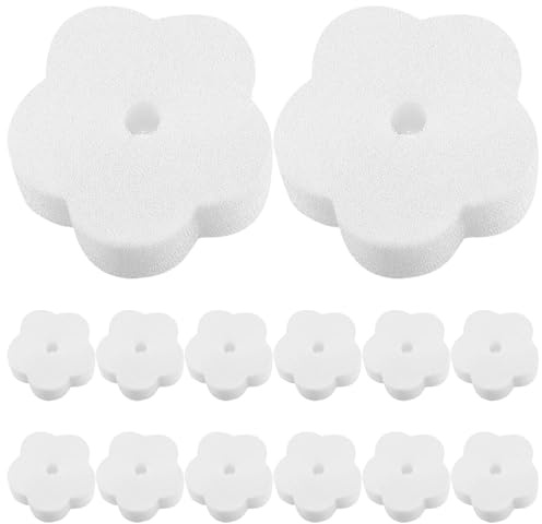 HANABASS Lot de 18 Éponges Absorbantes D’Huile de Fleur Blanches Éponges Filtrantes Flottantes Réutilisables pour Piscine Spa et Bain à Remous Nettoyage des Débris et Huile en Surface