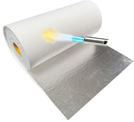 Carta In Fibra Ceramica Con Foglio Di Alluminio, Carta Per Guarnizioni Per Alte Temperature 2300 ℉, Stile Autoadesivo, Spessore 3 Mm - 10 Mm, Flessibile E T(Size:60cm×100cm×3mm,Color:Supporto adesivo)