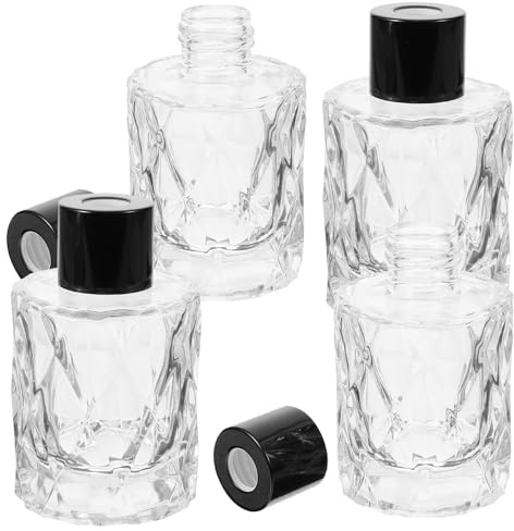 Housoutil 4 Stück Aromatherapie Glas Duftflakons 50ml Nachfüllbar Klein Sicher Bruchfest Dekorativ für Zuhause