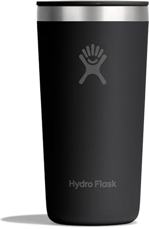 Hydro Flask – All Around Tumbler Press-In Lid 355 ml (12 oz) | Isolierter Edelstahl – Auslauf- & spritzgeschützt, passend für Getränkehalter – Kalt 24 Std., heiß 12 Std. – Black
