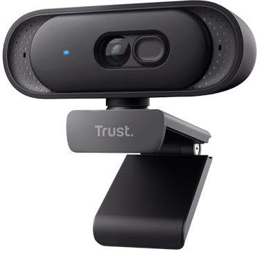Trust Ovala 2K QHD Webcam PC con Microfono, Filtro Privacy, Nero | 75° Angolo di Visione, USB-C/USB-A, Fuoco Fisso 30 FPS, Riduzione del Rumore, Videocamera PC Mac Windows Desktop Zoom Teams