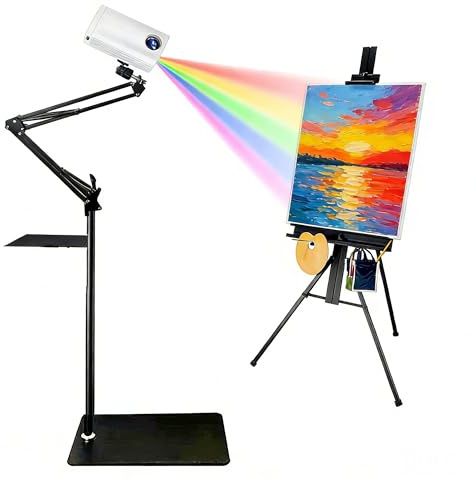 CWCQGH Projecteur d'art LED Portable, Outil de Dessin et de Peinture pour reproduire des Images sur Mur et Toile, Compatible, Support Inclus,White
