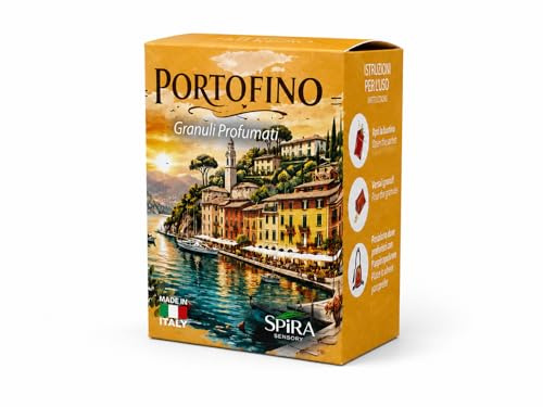 Granuli Profumati Portofino per Aspirapolvere e Folletto – Cristalli Profumati alla Vaniglia Dolce per Ambienti | Scatola da 6 Bustine Monodose | Made in Italy