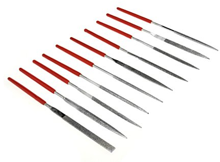 SE 73810DF - Set di 10 mini lime ad ago diamantate, grana 150, forme assortite, lunghezza 8,9 cm, ideale per gioielli, legno, pietra, vetro, pietre preziose