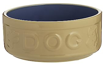Mason Cash Cane and Blue Lettered Stoneware Dog Bowl, 15cm