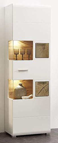 Froschkönig24 Standvitrine 18277 Vitrine Vitrinenschrank Wohnzimmerschrank Weiß/Eiche Altholz