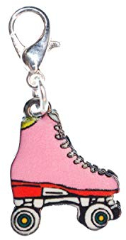 Miniblings Rollschuh Charm Rollschuhe pink rosa Skate Rollerskates - Handmade Modeschmuck I Kettenanhänger versilbert - Bettelanhänger Bettelarmband - Anhänger für Armband