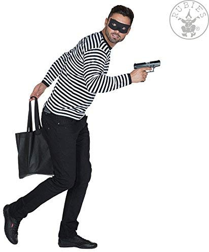 Rubie's 14370-6 Junggesellenabschied Panzerknacker Bankraüber Ganove Verbrecher Einbrecher Shirt + Augenmaske (6), Schwarz-weiß