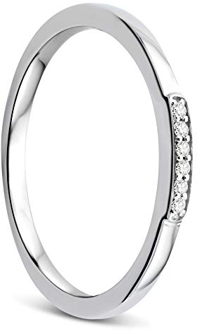 Orovi Damen Ring Weißgold 0.03 Ct Diamant Verlobungsring Ehering Trauring 9 Karat (375) Gold und Diamanten Brillanten
