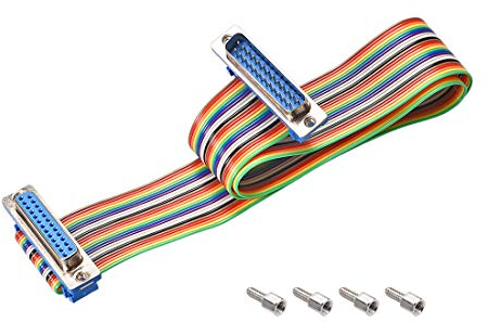sourcing map IDC Regenbogen Draht Flachbandkabel DB25 M/F Stecker 2,54mm Pitch 19,7 Zoll lang