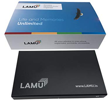 LAMU Portable Digital Photo Organizer - Digital Picture Manager for Windows - Software to Easily Organize Your Photos and Videos - Digital Photo Storage - 2 Terabytes (Charcoal Black)