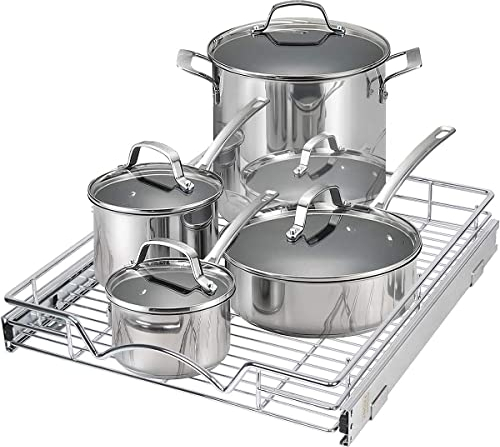 HOLDN’ STORAGE Organiseur de tiroir coulissant, très résistant, nécessite une ouverture d'armoire de cuisine d'au moins 53,3 cm, finition chromée