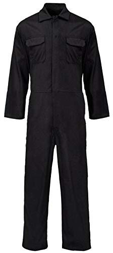 Fashion Essentials Mens Polycotton Coverall Overall Suit Adults Mechanic Welding Work Boiler Suit Black Small