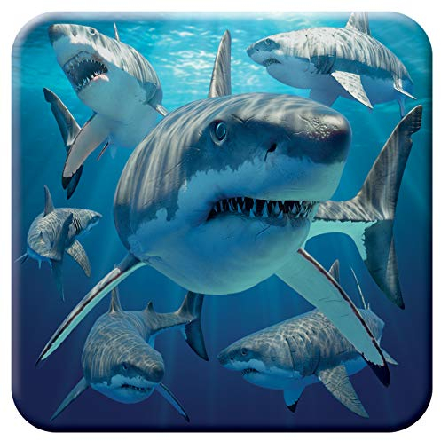 3D LiveLife Cork Coaster - Great White Sharks from Deluxebase. Lenticular 3D Cork Ocean Coaster. Non-slip drinks mat with original artwork licensed from renowned artist, David Penfound