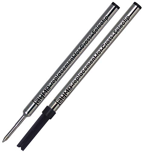 Jaymo - 2 schwarze minen für Cross Selectip 8523 Gel-Kugelschreiber â€“ glatte Schreibtinte und mittlere 0,7 mm Spitze â€“ 111 mm lang â€“ messen Sie Ihre vor der Bestellung