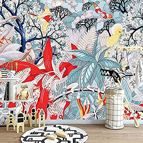 XHXI Modern Creative Pop Art Abstract Colorful Plant Flower Art Print Large Size Posters Wall Decor for Living Room Sofa 3D Wallpaper Paste Living Room The Wall for Bedroom Mural border-350cm×256cm