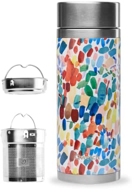 Qwetch - Théière Infusion Isotherme - Arty 400ml - Bouteille infuseur Nomade Inox - 5h Chaud et 7h Froid Sans BPA, Étanche & Réutilisable - Idéale pour Thé, Café, Fruit, Tisane