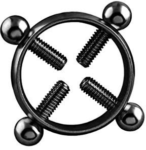 EROSPA® Nipple Clip - Brustwarzen-Schraubklemmen - Nippel-Klemmen Einstellbar - 1 Paar (Schwarz)