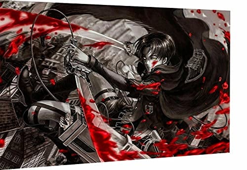 Magic Canvas Art - Bilder Levi AoT Anime Titan Leinwandbild 1- teilig Hochwertiger Kunstdruck modern Wandbilder Wanddekoration Design Wand Bild – A3484, Größe: 40 x 30 cm