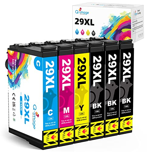 Q-image 29XL Tintenpatronen Ersatz für Epson 29 XL Kompatibel für Expression Home XP-257 XP-255 XP-247 XP-245 XP-235 XP-355 XP-352 XP-345 XP-342 XP-335 XP-332 XP-455 XP-452 XP-445 XP-442 (6er-Pack)