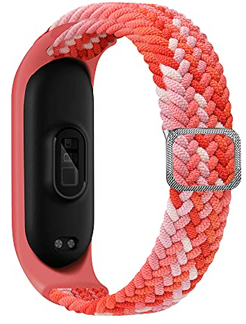 Niboow Cinturino Intrecciato Compatible con Xiaomi Mi Band 6/Mi Band 5/Mi Band 4/Mi Band 3, Regolabile Sportiva Ricambio Elastica Cinturino per Xiaomi Mi Band 6/Mi Band 5/Mi Band 4/Mi Band 3-Rosso