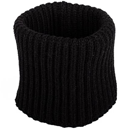 ENEA CASHMERE Cache-cou en tricot anglais Laine Merinos, Noir , Taille Unique
