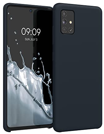 kwmobile Hülle kompatibel mit Samsung Galaxy A51 Hülle - Silikon Handy Case - Handyhülle weiche Oberfläche - kabelloses Laden - Heidelbeerblau