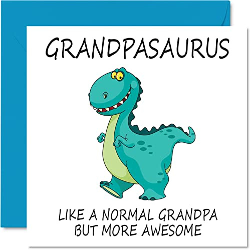 Birthday Cards for Grandpa, Grandpasaurus | Grandpa Fathers Day Card from Granddaughter Grandson, Happy Birthday Grandpa, Dinosaur Card