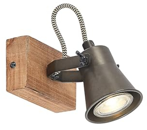 Lindby Strahler Grandesa (Retro, Vintage Antik) aus Holz (1 flammig GU10) - Deckenleuchte Deckenspot Spot Lampe Deckenlamoe Wohnzimmerleuchte