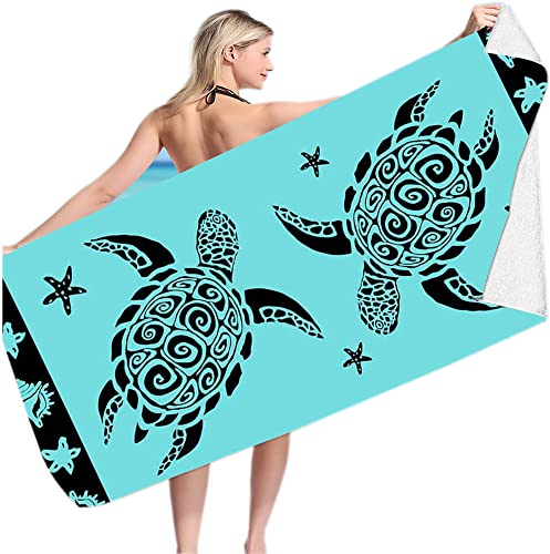 通用 Badehandtücher Weiches Pflegeleichtes Badehandtüch Saugfähig Yoga Decke Tapestry Groß Mädchen Junge Blau Strandtüch Schnelltrocknend Tier Schildkröte Drucken Beach Towel(Grün4,150x70cm)