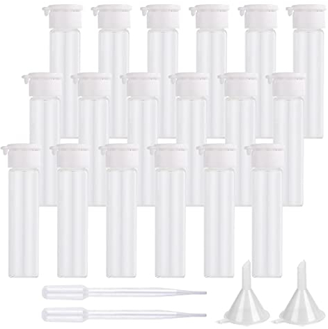 ZEOABSY 20 Stück Leere 3ml Klar Glas Reagenzgläser mit Originalitätsverschluss Kappe Ø12 x 52 mm Mini Glasflaschen Röhre Klarglas Reagenzglas für Labor Kosmetik Parfum Essenz DIY
