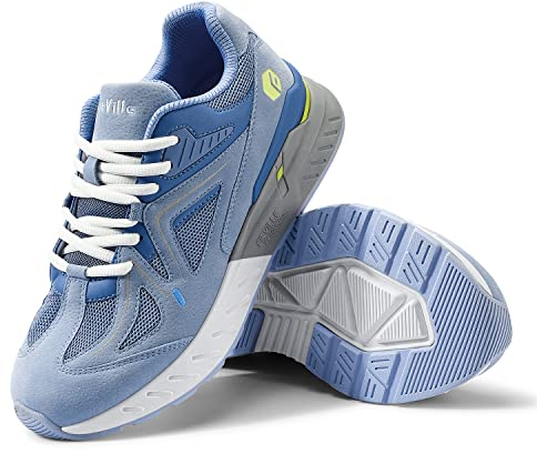 FitVille Damen Laufschuhe Extra Weit Walking Schuhe Turnschuhe Breite Sportschuhe Fitnessschuhe Bequeme Sneakers Schuhe für Plantarfasziitis Hellblau 44 EU Weit