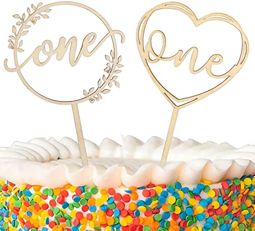 Catelves Hölzern Cake Topper 1. Geburtstag, Tortendeko 1. Geburtstag, Happy Birthday Tortendeko, Cupcake Toppers Babyparty Kuchendekoration, Kuchen Dekorieren, Kuchen Dekoration, Geburtstag Deko