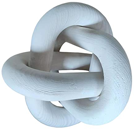 F Fityle Bohemio Eslabón de la Cadena de Madera Nudo Escultura Decoración Pieza Central de Madera Artesanía Estante Decoración Decorativo para Chimenea Fiesta, Blanco