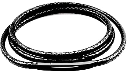 Findout 2mm black Waterproof Braided Leather Necklace For Men, Black Stainless Steel Buckle Clasp Hyponic Wax Rope leather Chain Necklace For Women Girl Boy, Free Steel Silk Chain 14-36inch (24)