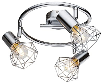 LED Deckenstrahler mit Gitter Lampenschirme Silber Chrom, 3-flammig
