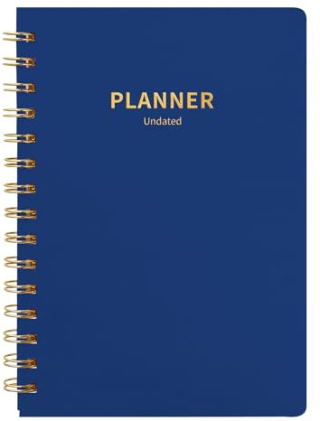 TSFPapier Undatierter akademischer Wochen- und Monatsplaner für 2023, 2024 und 2025, 14,6 x 20,8 cm, 12-Monats-Spiralplaner mit Reitern, dickes Papier, Doppeldrahtbindung, Innentasche, 4 Bögen