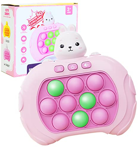 AIPINQI Pop Game Light Up Fidget Toy, Quick Push Game Console, Whack a Mole Games, Decompression Breakthrough Puzzle Pop Games Machine, Multiple Modes Toy for 3+ Years (Rabbit)