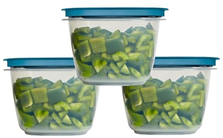 Utensilux Rubbermaid Storage Containers, Easy Find Lids, Teal, 7 cup, Flex & Seal, Leak Proof Lids, Food Storage Set, Clear Meal Prep Flex Containers, 3 Piece Bundle Set
