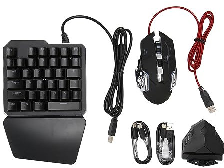 Einhand-Halbtastatur-Maus-USB-Typ-C-Splitter-Kombination, Kabelgebundene Kabellose Verbindung, RGB-LED-Hintergrundbeleuchtung, Gaming-Adapter-Kombination für PUBG/Dota/Call