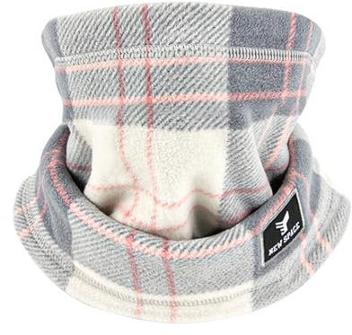 WOUMON Cache Cou Fleece, Tour de Cou Homme Femme, Chaude Tube Écharpe pour Moto Ski Cyclisme (Gris Rose)