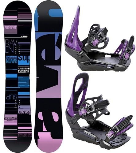 RAVEN Snowboard Set: Snowboard Supr Black + Bindung s230 Black/Violet (139cm + s230 Black/Violet S/M)