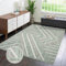 carpet city Teppich Kurzflor Wohnzimmer - Grün - 140x200 cm - Teppiche Fransen Boho-Style - Geo-Muster - Schlafzimmer, Esszimmer