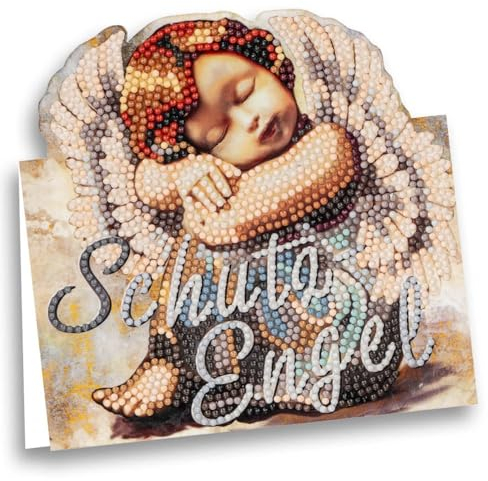 Ideen mit Herz | Diamond-Painting Aufstellkarte | Geburtstag | Genesung | Dekoration | 370 g/m² | 16,3 cm x 16 cm | inkl. Umschlag & Werkzeug (Schutzengel)