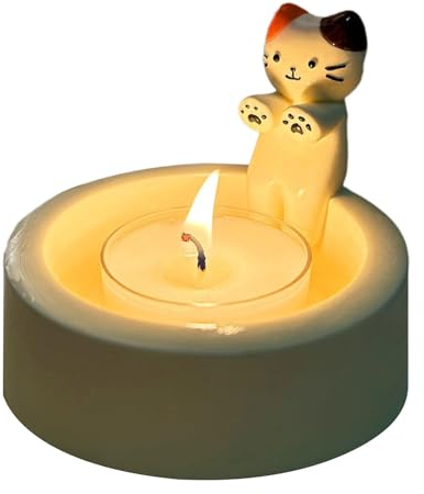 Maodom Cartoon Katzen Kerzenhalter,Wärmt Pfoten Teelichthalter Katze Wärmt Sich Pfoten,Teelicht Kerzenhalter,Warming Paws Katzen Teelichthalter Ornamente