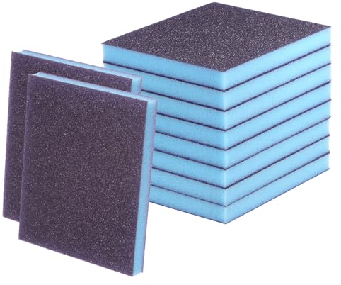 sourcing map 10pcs Sanding Sponge Blocks 180-240 Grits Wet/Dry Hand Sanding Sponges Sheet, 120x100x12mm Foam Sanding Block Pad for Polishing Kitchen Metal Wood Drywall Furniture, Brown